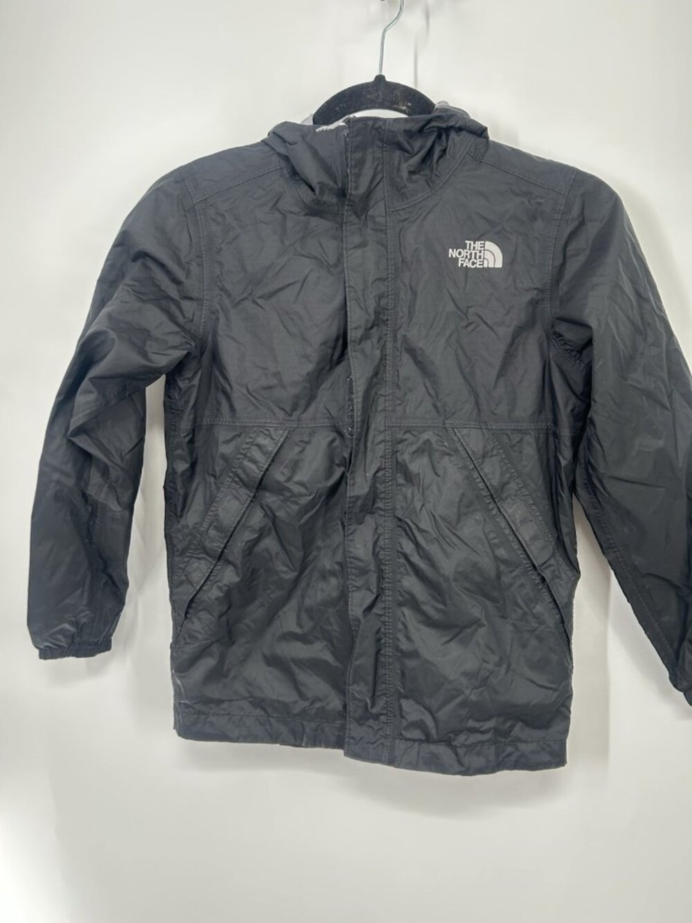 The North Face Rain Jacket Boys Small 7/8 Black Hooded